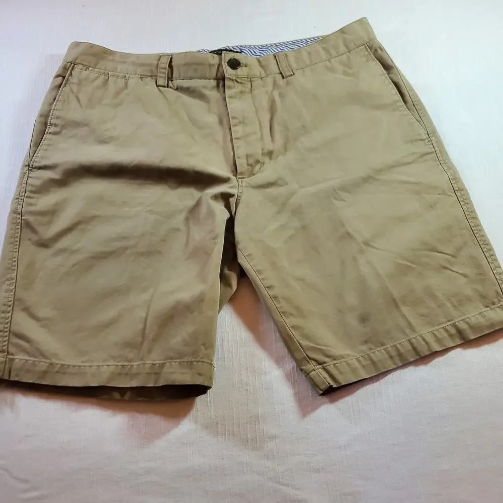 Banana Republic Mens Size 35 Khaki Chino Shorts Beige Tan Flat Front Stretch
